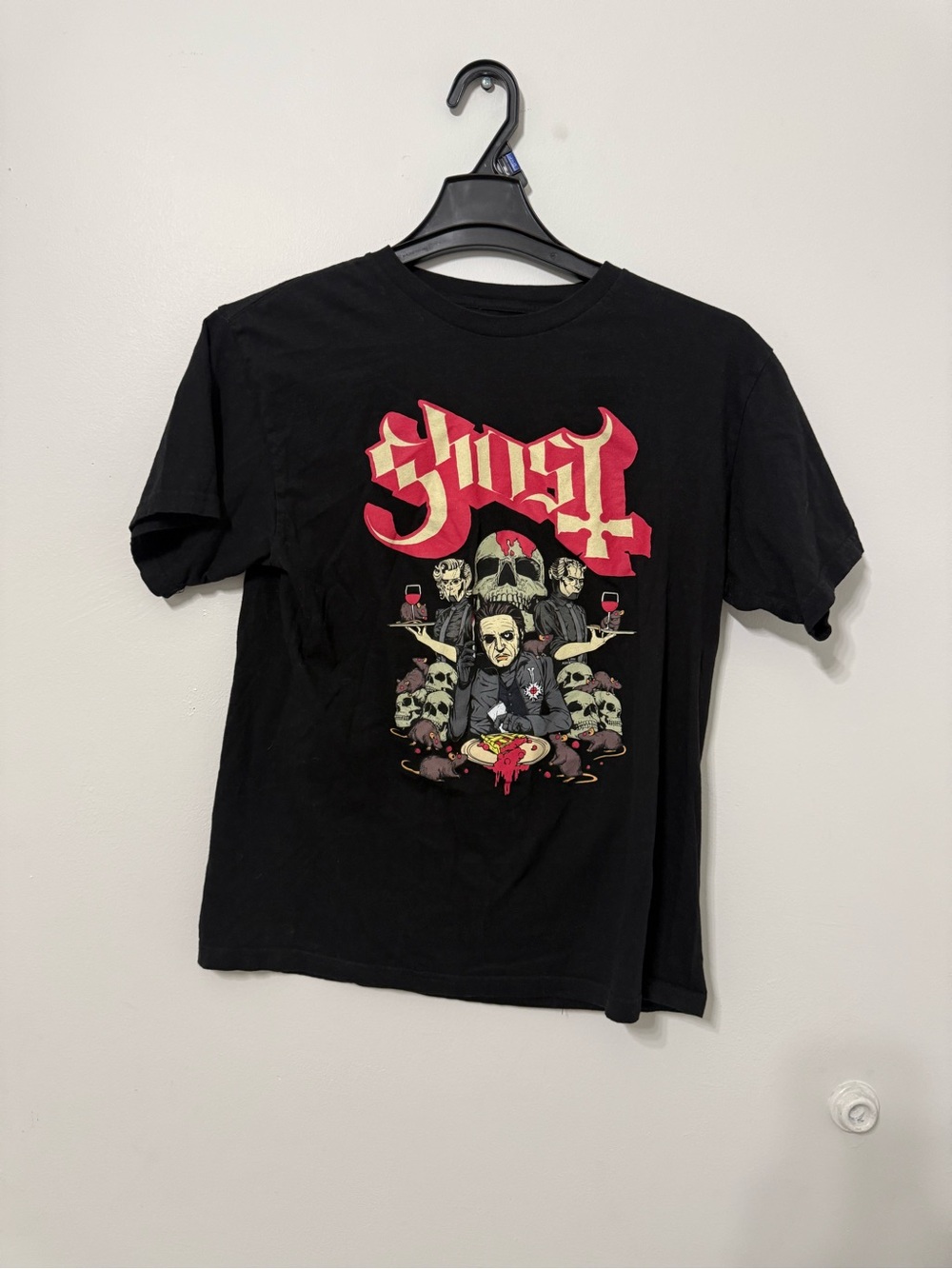 LG Black Ghost Band Graphic Tee with Red Logo